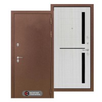 Входная металлическая дверь с терморазрывом Термо Магнит 02 Сандал белый стекло черное